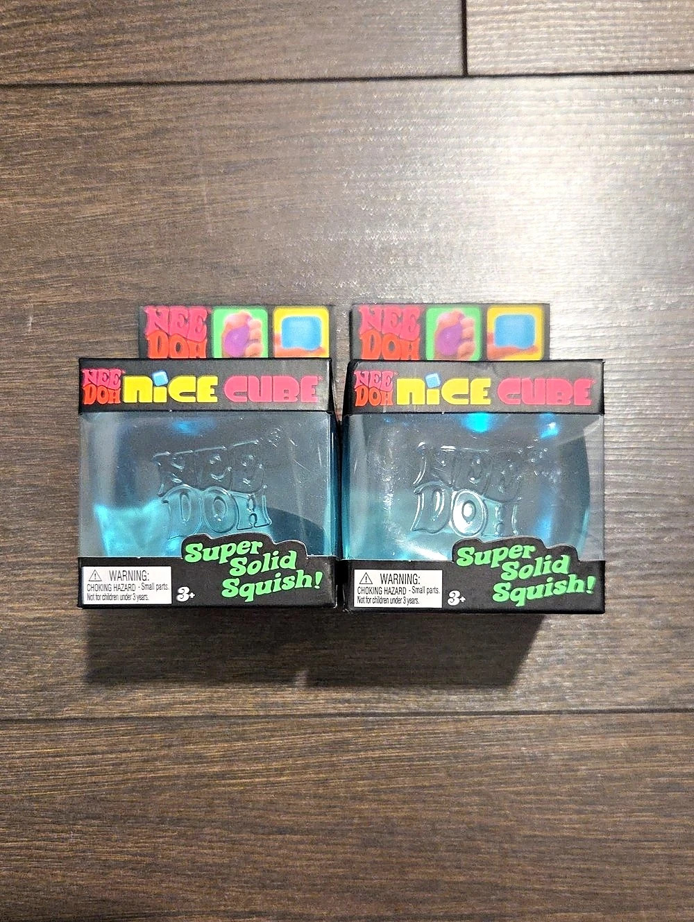 NeeDoh Nice Cube Squish Set of 2 Blue Schylling Ice Cube